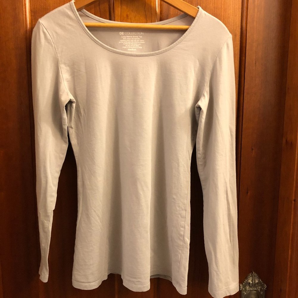 DownEast long sleeve scoop tee, pale grey